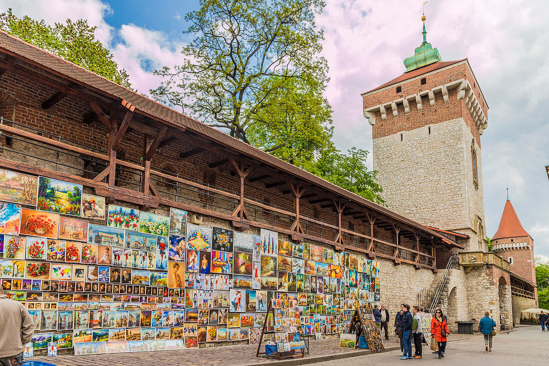 A colourful outdoor gallery in the medieval old town, UNESCO World Heritage Site, Krakow, Poland, Europe