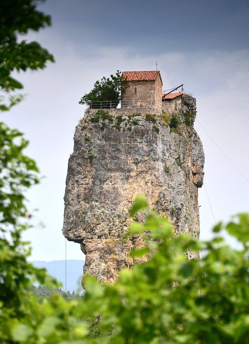 Small monastery on the top of the Katski Pillar, central Georgia