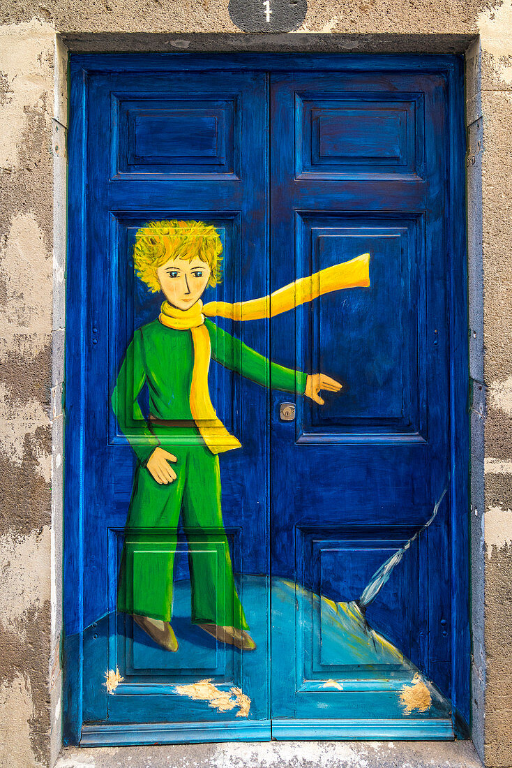 Gemalte Türen in der Santa Maria Straße für das Projekt Art of Open Doors. Region Funchal, Madeira, Portugal