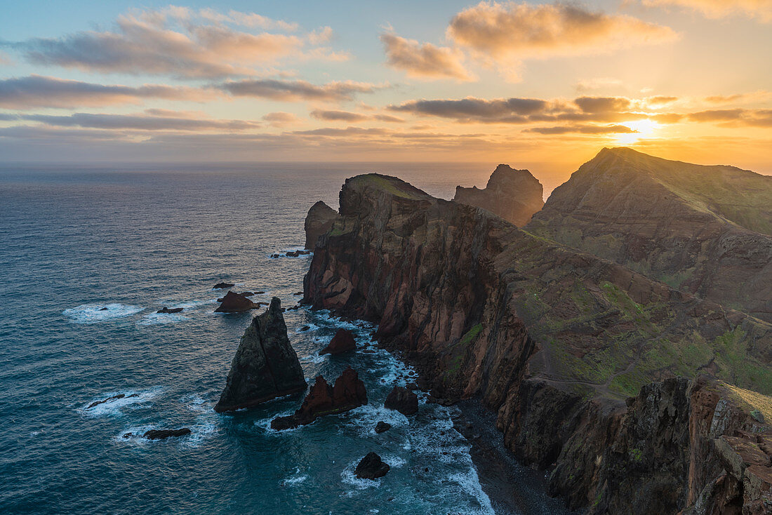 View of Point of Saint Lawrence at dawn. Canical, Machico district, Madeira region, Portugal.