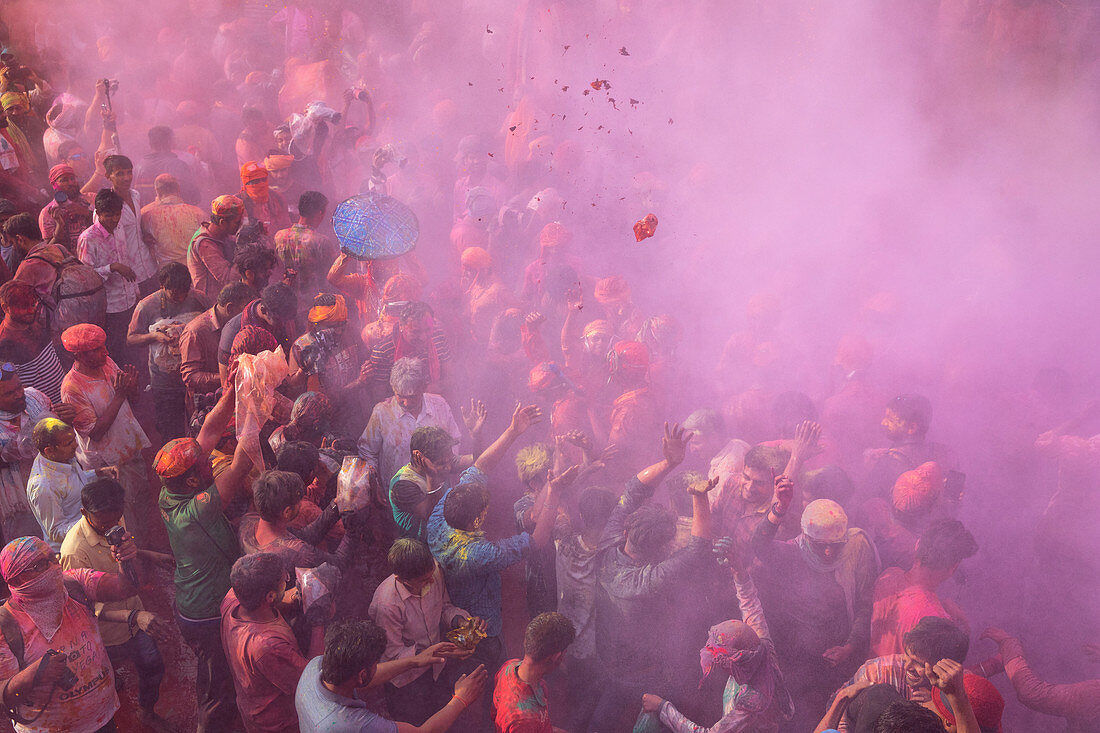 Asia, India, Uttar Pradesh, Mathura. Lathmar Holi Festival