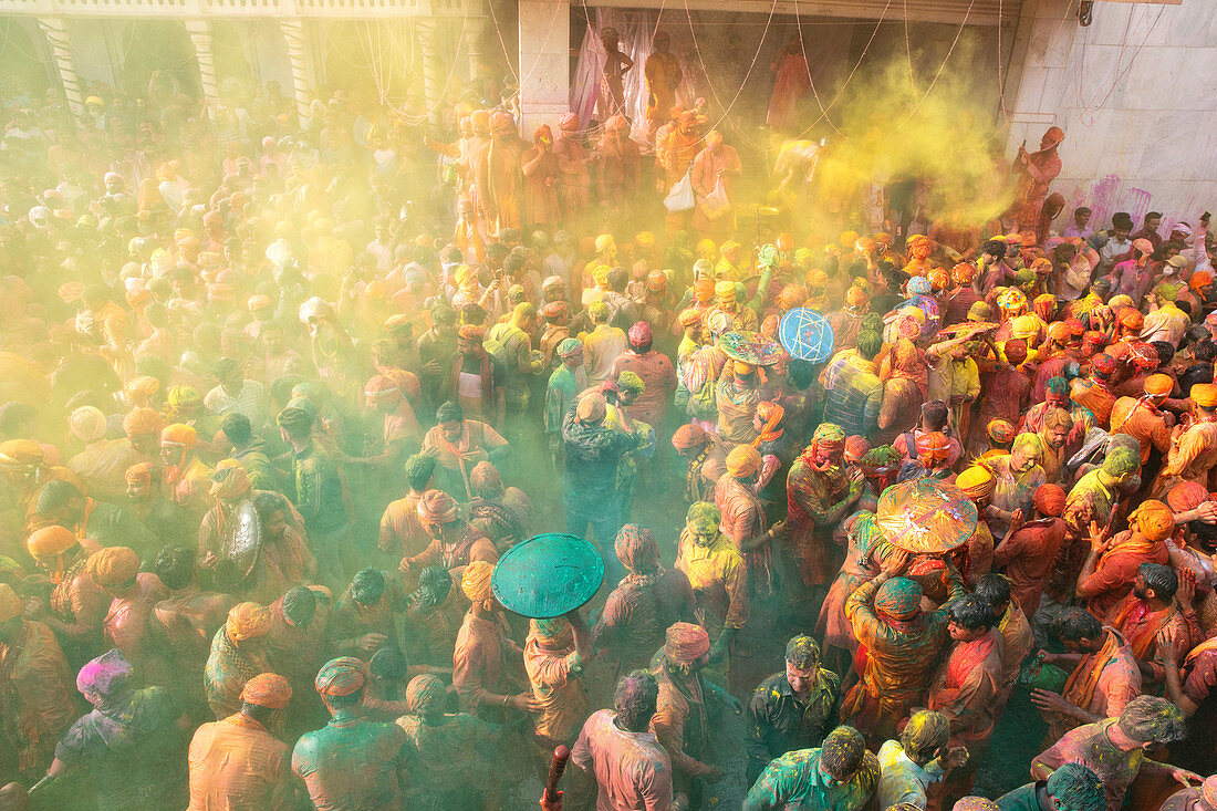 Asia, India, Uttar Pradesh, Mathura. Lathmar Holi Festival