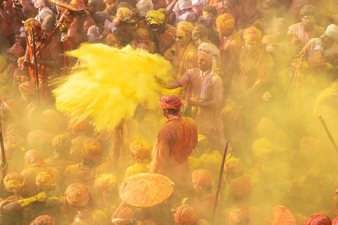 Asia, India, Uttar Pradesh, Mathura. Lathmar Holi Festival