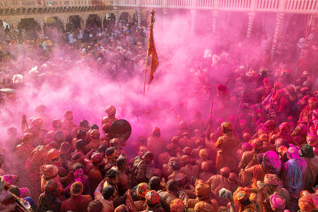 Asia, India, Uttar Pradesh, Mathura. Lathmar Holi Festival