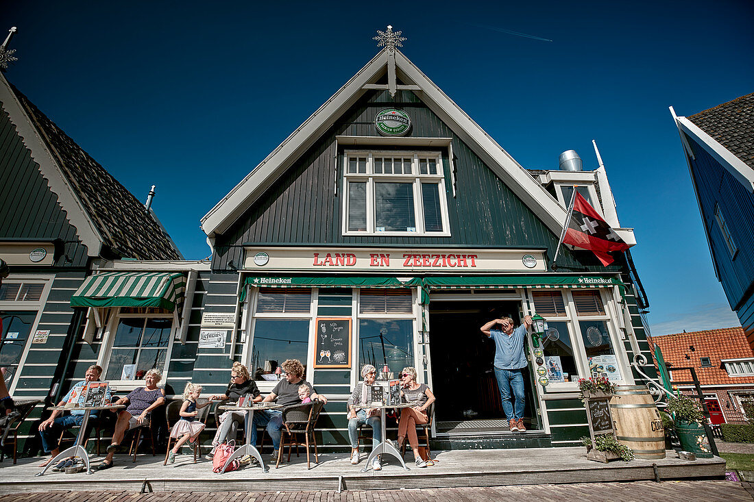 Cafe on the harbor of the island of Marken, North Holland, Netherlands