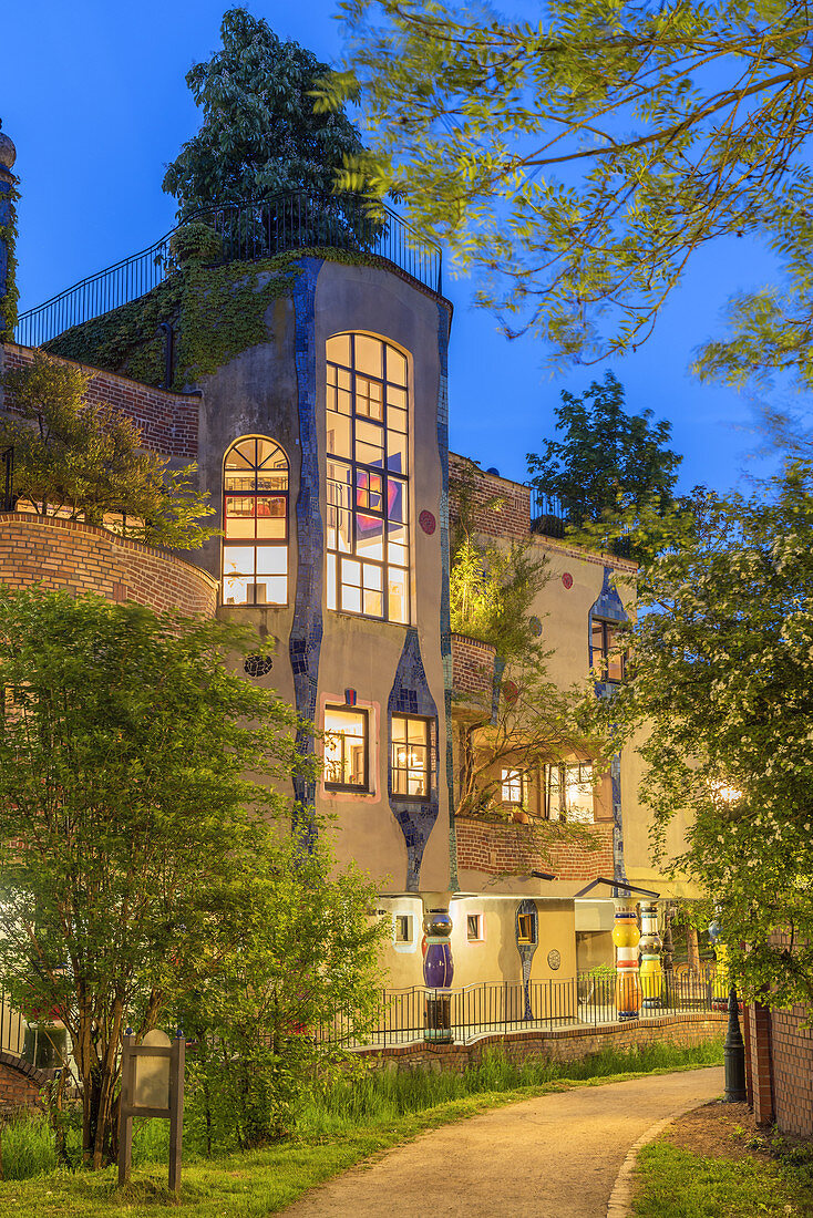 Hundertwasserhaus at the Quellenpark in Bad Soden in the Taunus, Main-Taunus-Kreis, Hesse