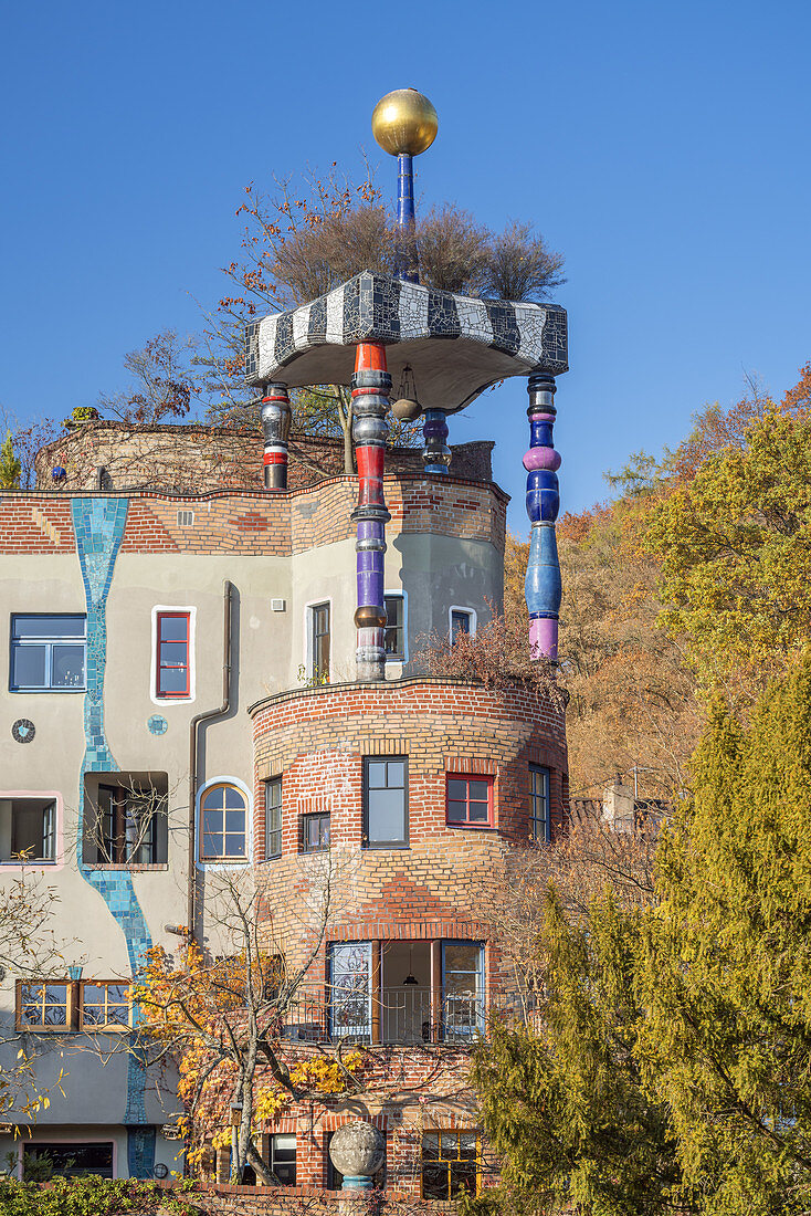 Hundertwasserhaus at the Quellenpark in Bad Soden in the Taunus, Main-Taunus-Kreis, Hesse