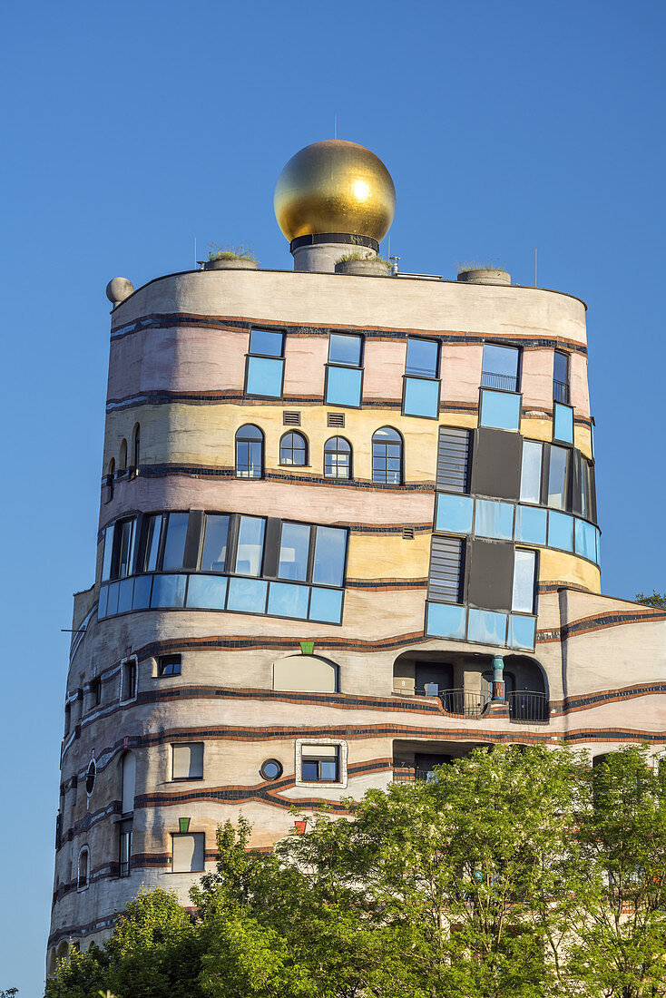 Hundertwasserhaus "Waldspirale" im Bürgerparkviertel, Darmstadt, Südhessen, Hessen, Mitteldeutschland, Deutschland, Europa 