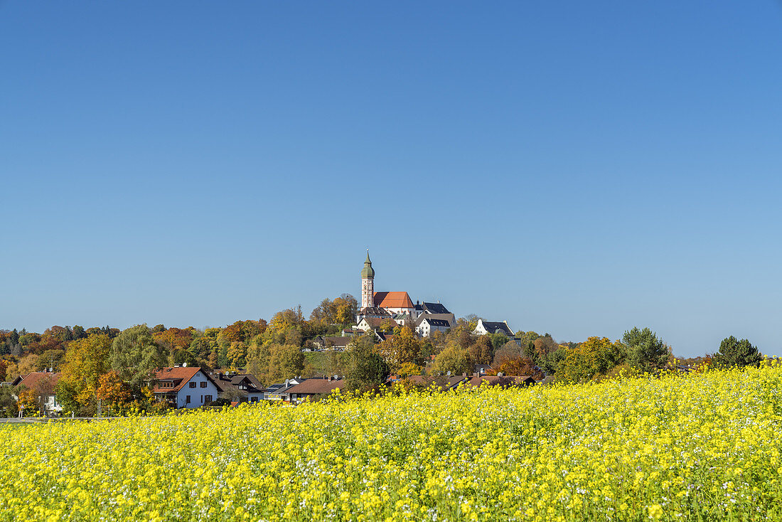 Pilgrimage church Kloster Andechs on the "sacred mountain of Bavaria", Fünfseenland, Upper Bavaria, Bavaria, Germany