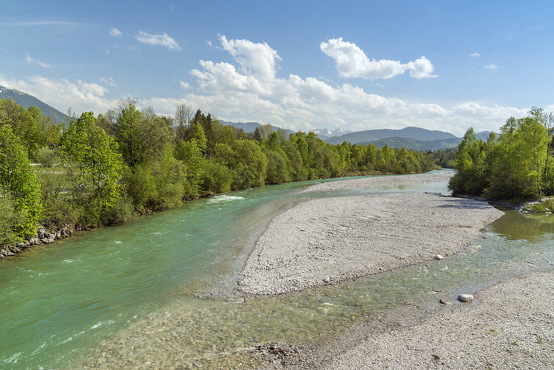 Isar bei Lenggries, Tölzer Land, Oberbayern, Bayern, Deutschland