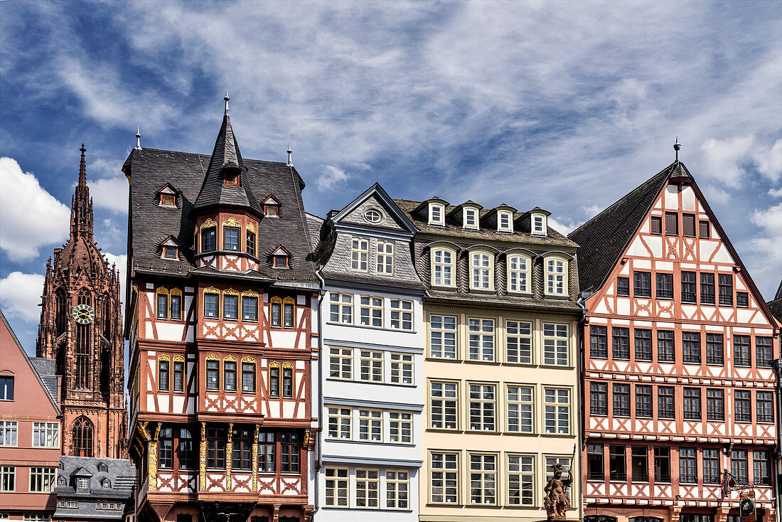 Historic half-timbered houses on Römerberg in Frankfurt am Main