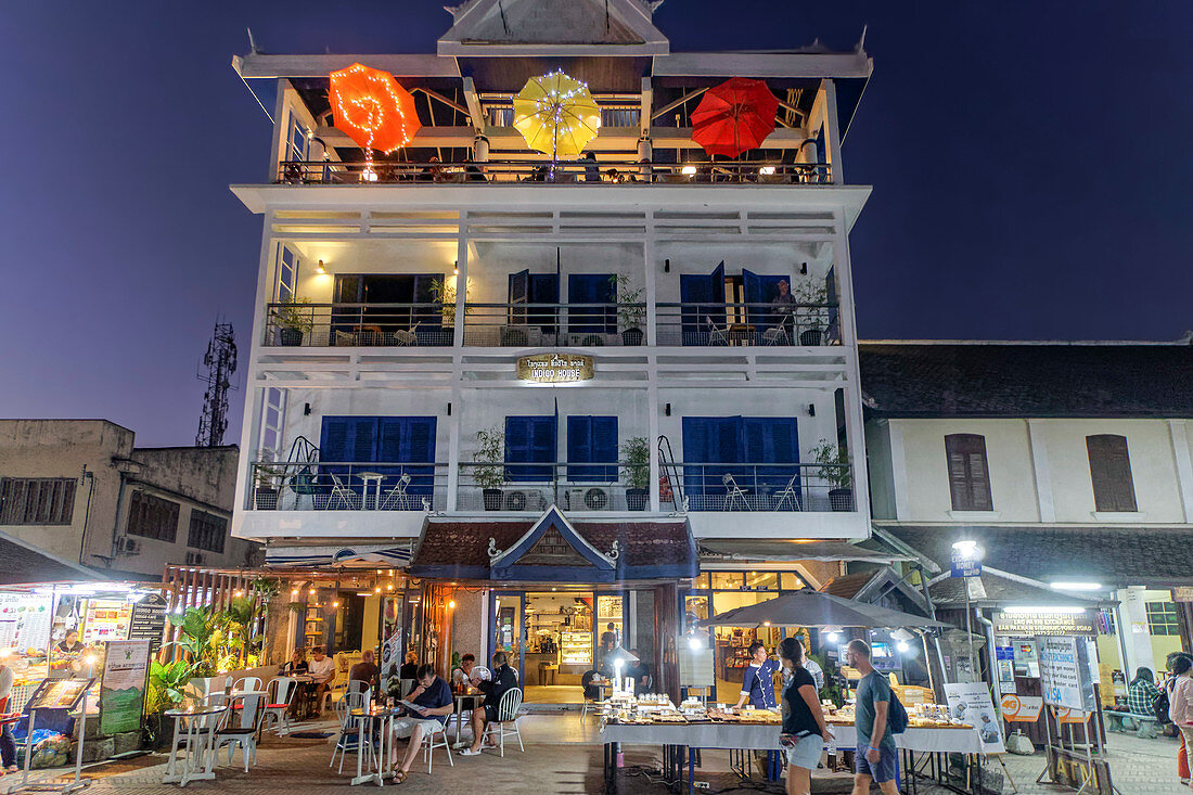 Indigo House, Café und Nachtmarkt, Luang Prabang, Laos 