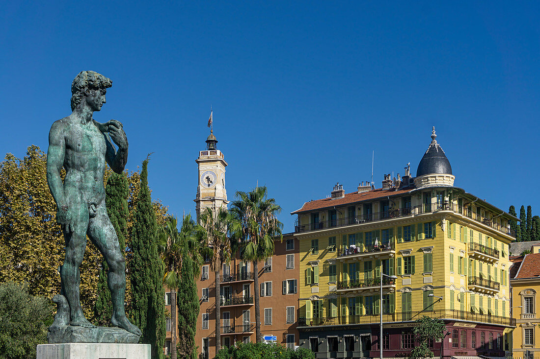 David Statue, Promenade du Paillon, Prachtvolle Fassaden am Boulevard Jean Jaures, Turm Saint-Francois, Nizza