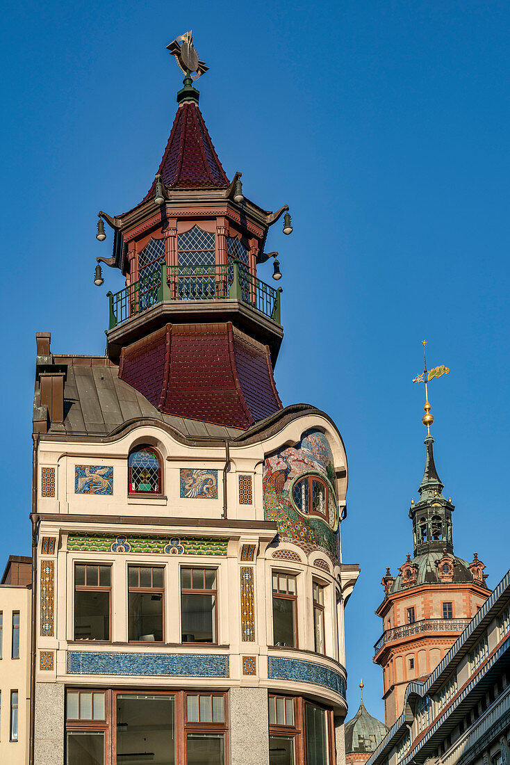 Historisches Café Riquet, Niklaikirche, Leipzig, Sachsen, Deutschland