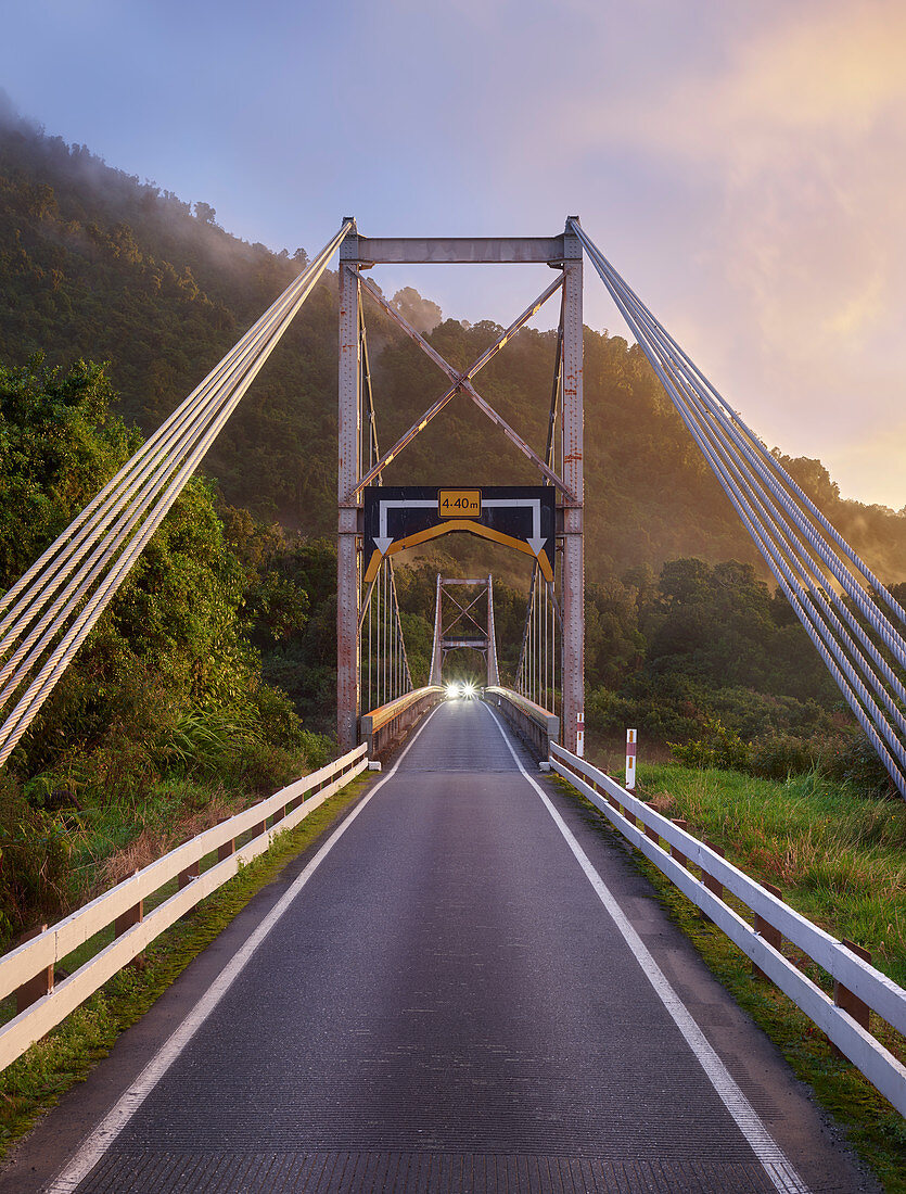 Bridge over the Fox River near Fox Glacier, South Island, New Zealand, Oceania