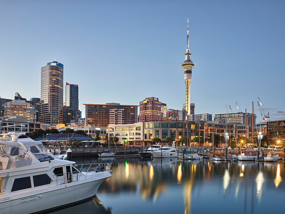 Winyard Crossing, Viaduct Basin, Sky Tower, Auckland, North Island, New Zealand, Oceania