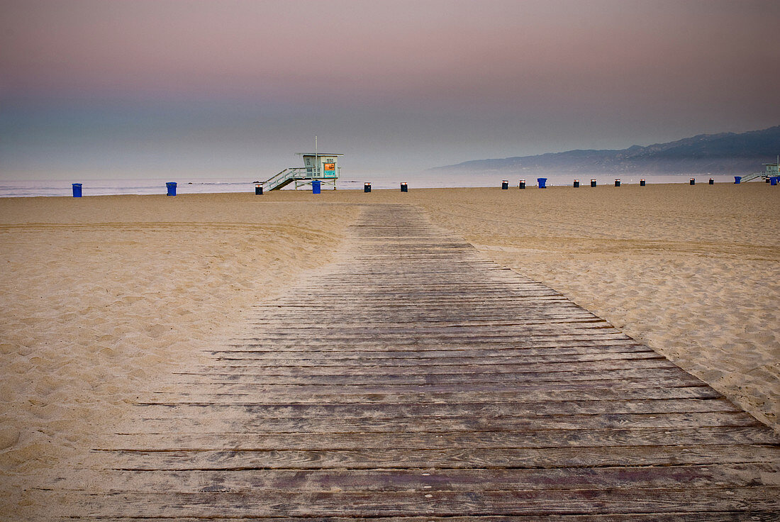 Path on Beach, Santa Monica, California, USA