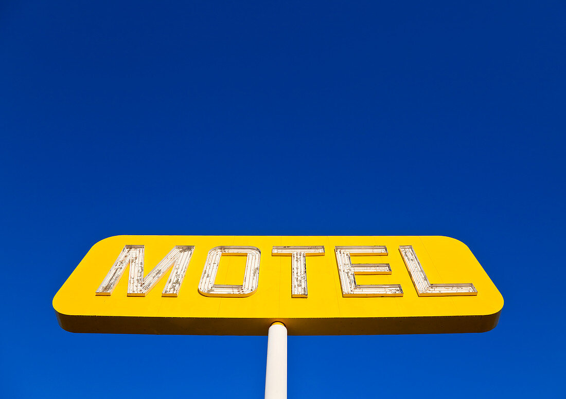 Yellow Neon Motel Sign, USA