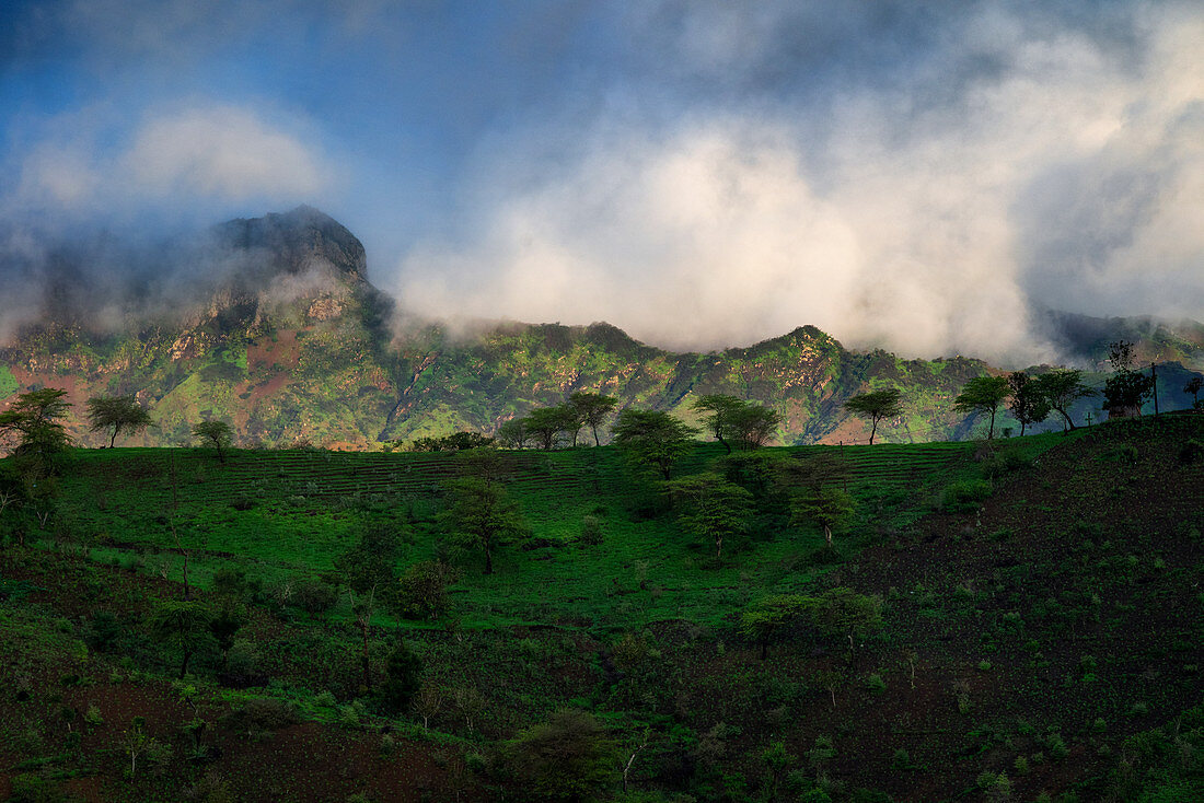 Cape Verde, Island Santiago, rain season , mountains