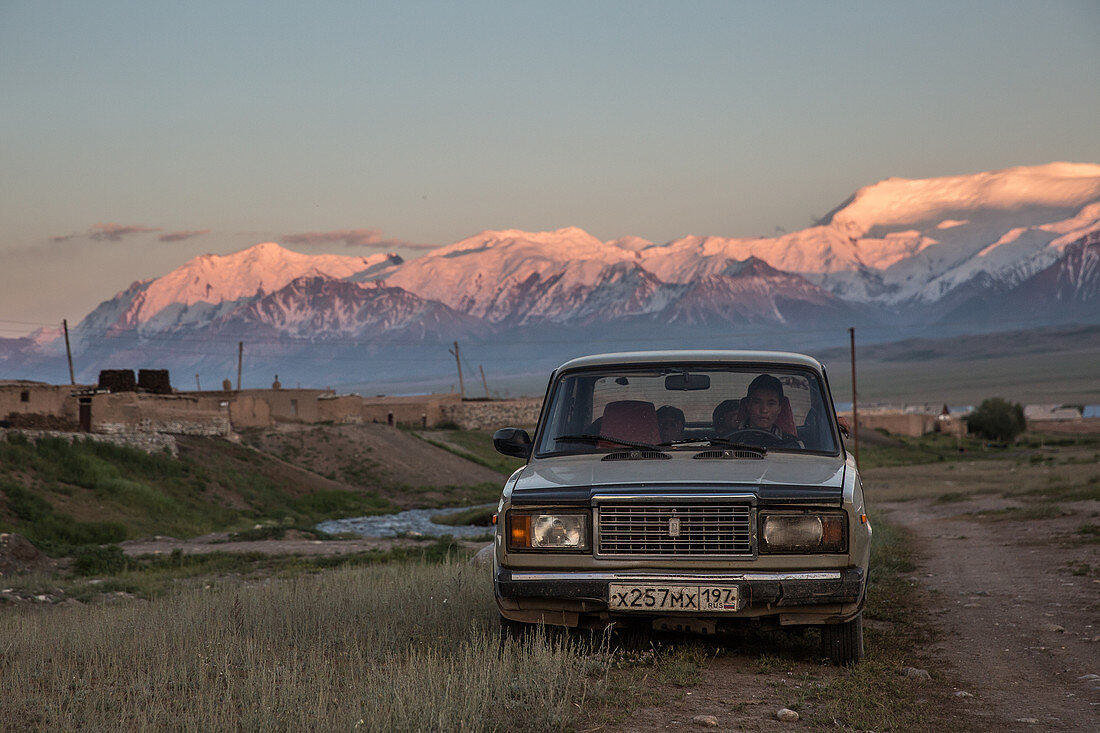 Car in Sary Mogul, Kyrgyzstan, Asia