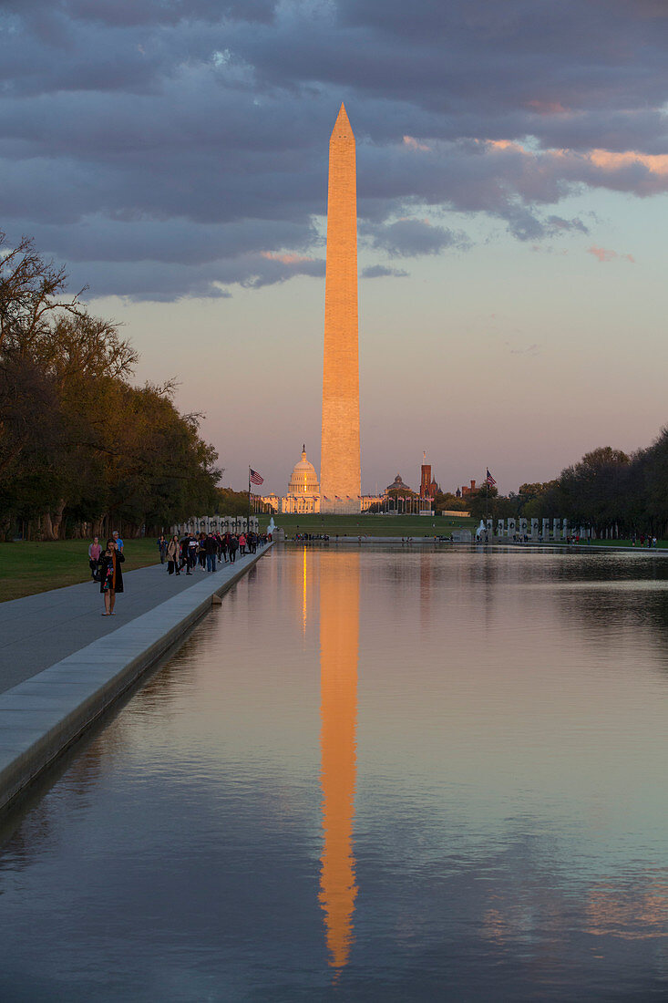 Late afternoon, Washington Monument taken from Lincoln Monument, Washington D.C., United States of America, North America