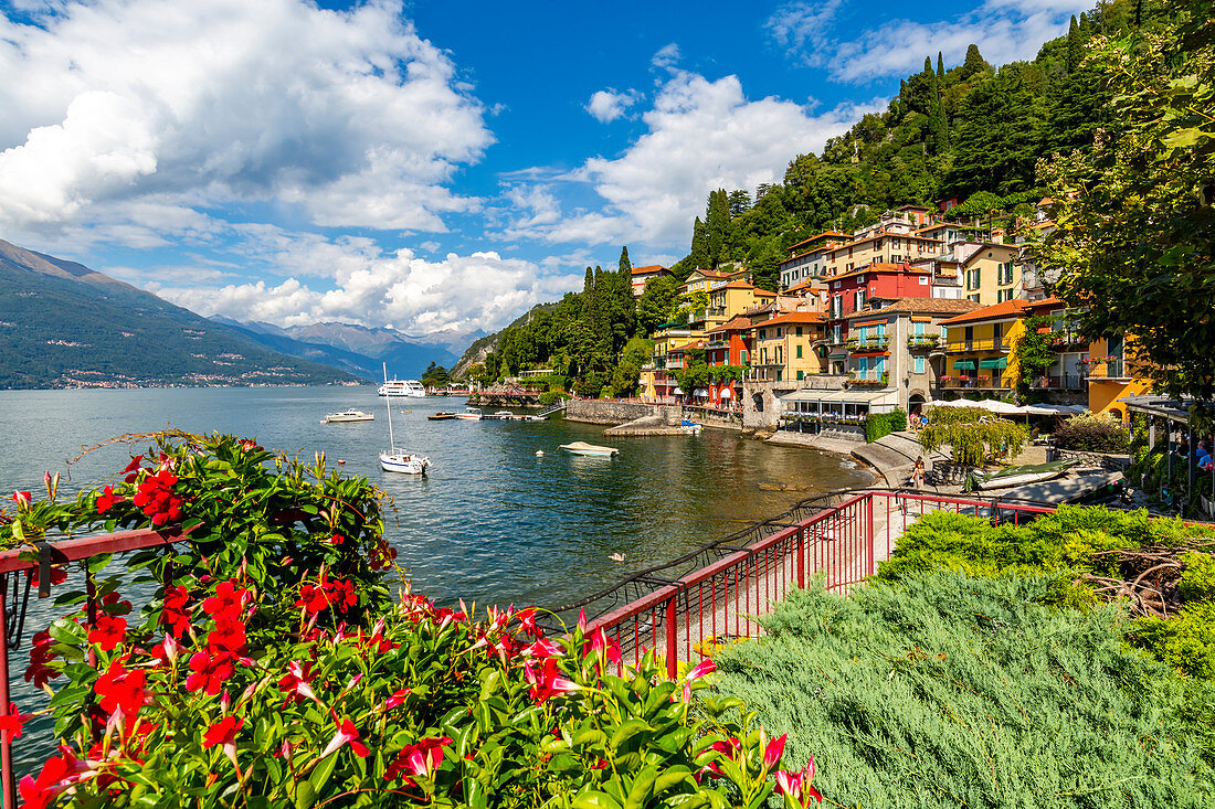 View of Lake Como and village of Vezio, Province of Como, Lake Como, Lombardy, Italian Lakes, Italy, Europe