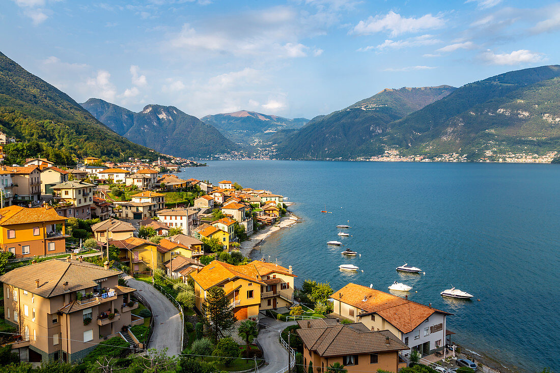 View of Lake Como village of Lezzeno, Province of Como, Lake Como, Lombardy, Italian Lakes, Italy, Europe