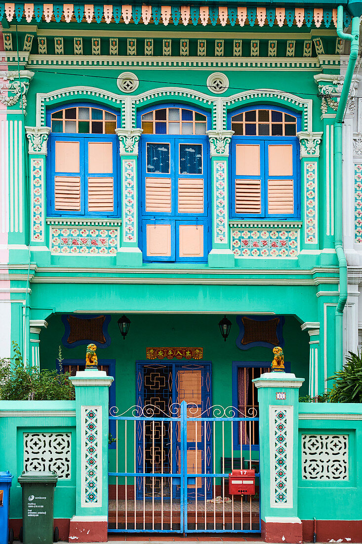 Peranakan houses in Euros District at the east of the city, Singapore, Southeast Asia, Asia