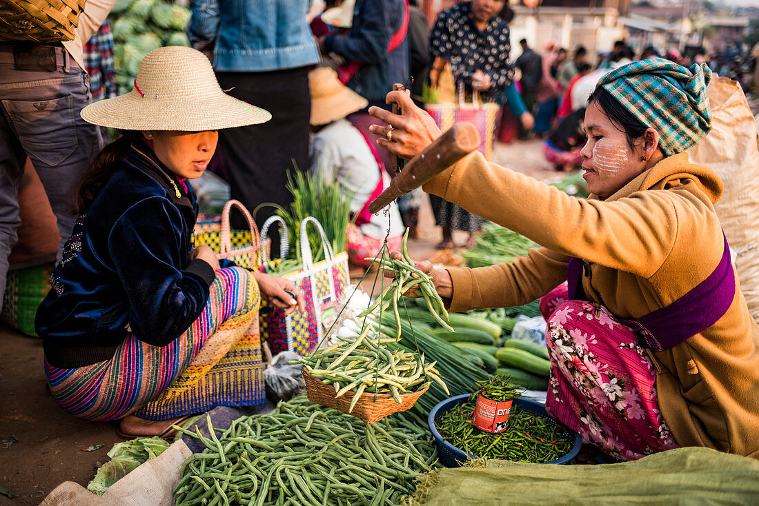 Pindaya Lebensmittelmarkt, Shan State, Myanmar (Burma), Asien