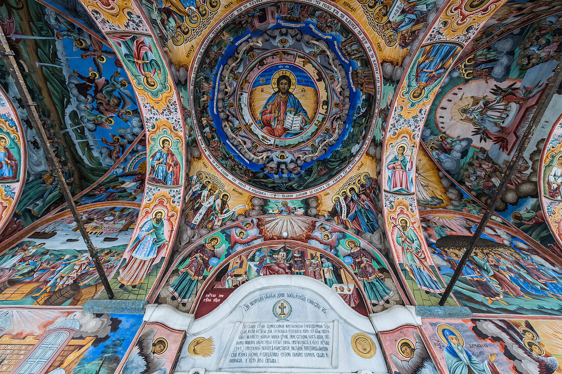 Christliche Wandmalereien, Rila-Kloster, UNESCO-Welterbestätte, Rila-Berge, Bulgarien, Europa