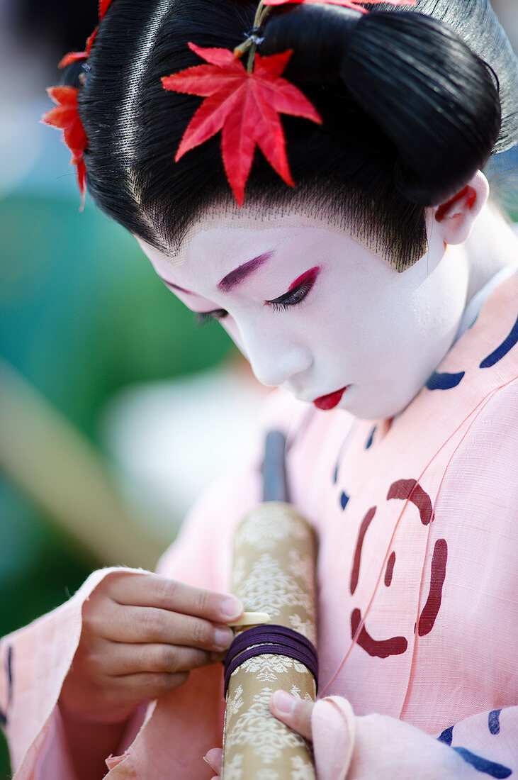 Tokiwa Gozens Kind aus dem zwölften Jahrhundert, Jidai-Festival, Kyoto, Japan, Asien
