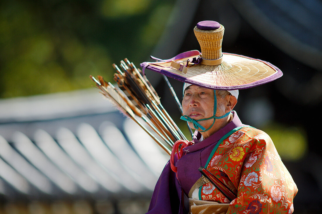 Mounted Yabusame archer, Jidai festival, Kyoto, Japan, Asia