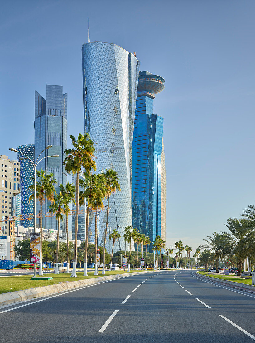 Wolkenkratzer, Al Corniche Street, West Bay, Diplomatic Area, Doha, Katar