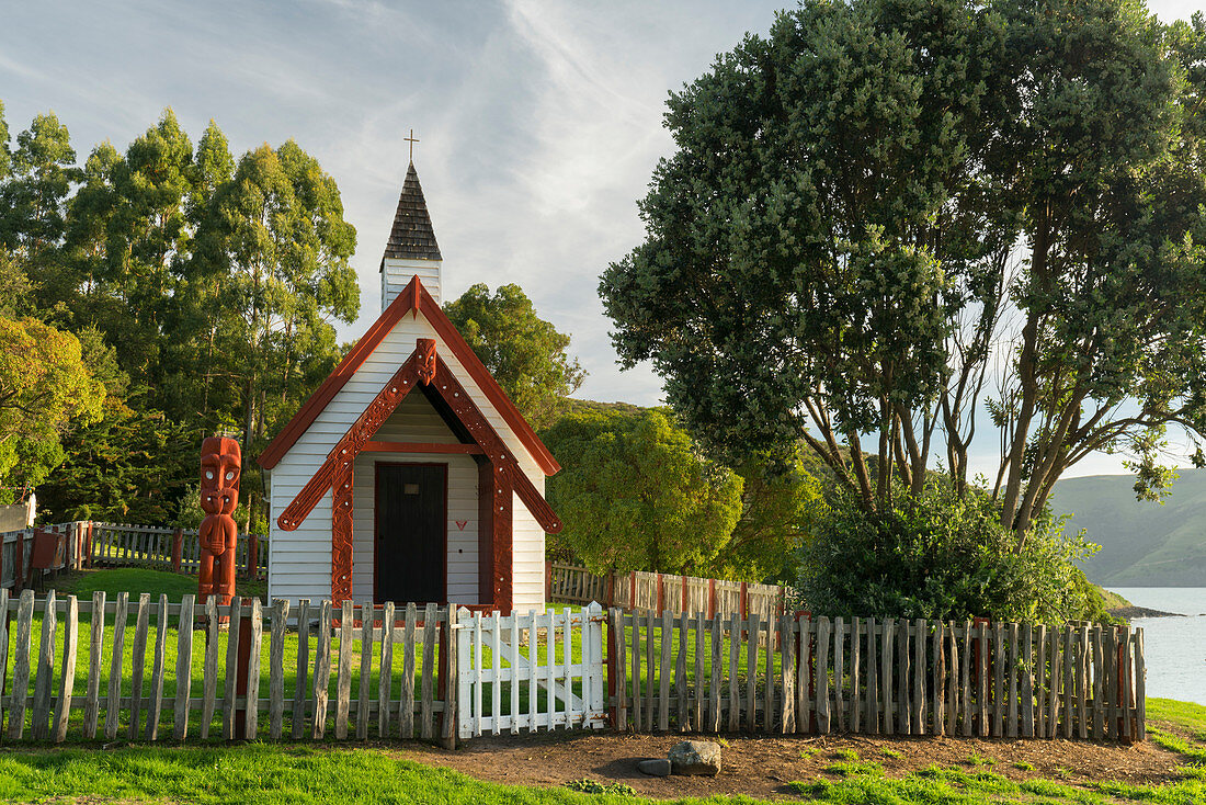 Onuku Marae Church, Akaroa, Banks Peninsula, Canterbury, Südinsel, Neuseeland, Ozeanien