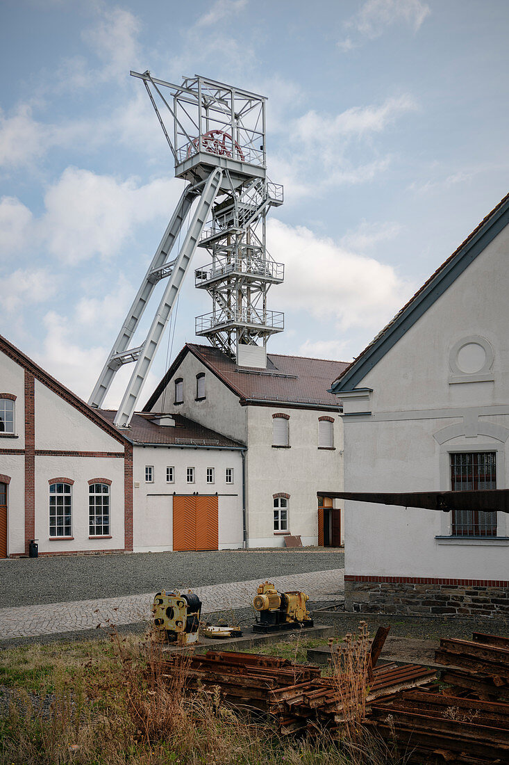 Fortress tower at the silver mine &quot;rich coal mine&quot;, Bergakademie Freiberg, UNESCO world heritage Montanregion Erzgebirge, Freiberg, Saxony