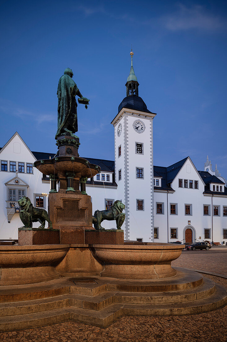 Rathaus am Obermarkt, historic old town Freiberg, UNESCO World Heritage Montanregion Erzgebirge, Freiberg, Saxony