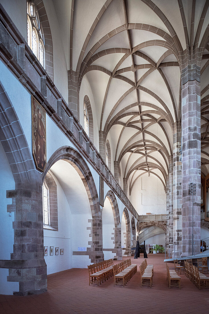 Kreuzgewölbe in St Wolfgangs Kirche, Historische Altstadt Schneeberg, UNESCO Welterbe Montanregion Erzgebirge, Schneeberg, Sachsen