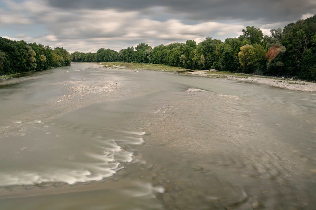 View from the dam Hochablass auf Lech, UNESCO World Heritage Historic Water, Augsburg, Bavaria, Germany