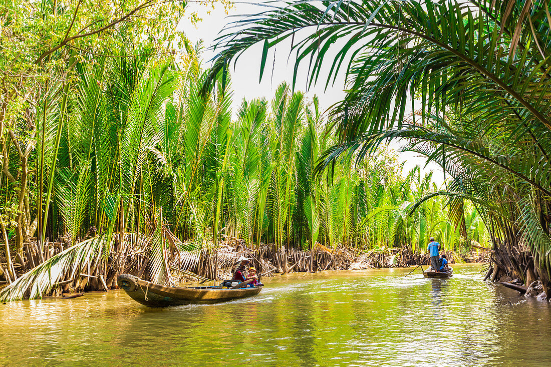Sailing on the tributaries of the Mekong River, Vietnam, Indochina, Southeast Asia, Asia