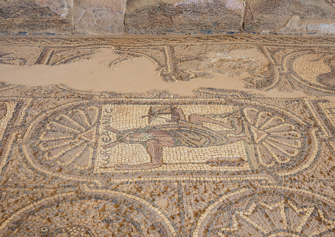 Mosaikfußboden der byzantinischen Kirche, Petra, UNESCO-Welterbestätte, Ma'an Governorate, Jordanien, Mittlerer Osten