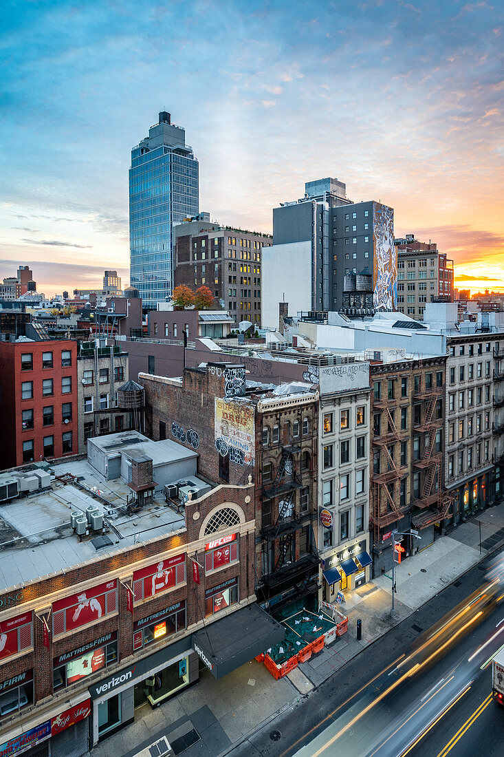 Sunrise over the Soho district of New York City, New York, United States of America, North America