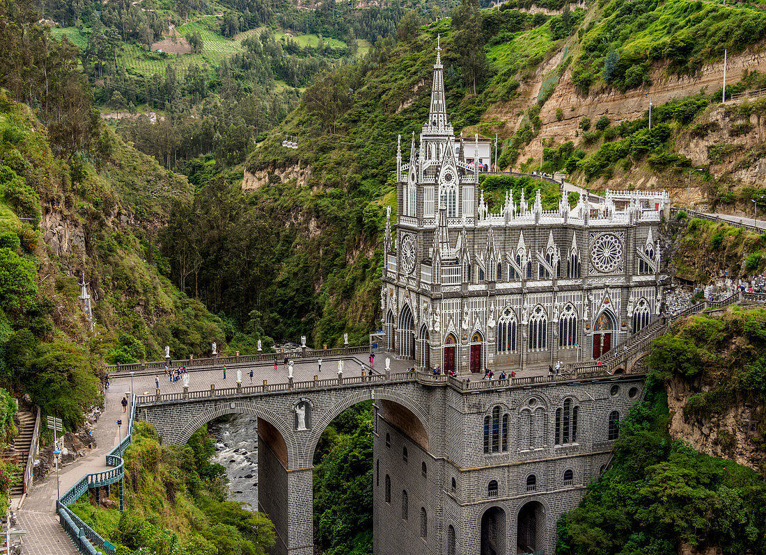 Las Lajas Sanctuary, erhöhte Ansicht, Department Narino, Kolumbien, Südamerika