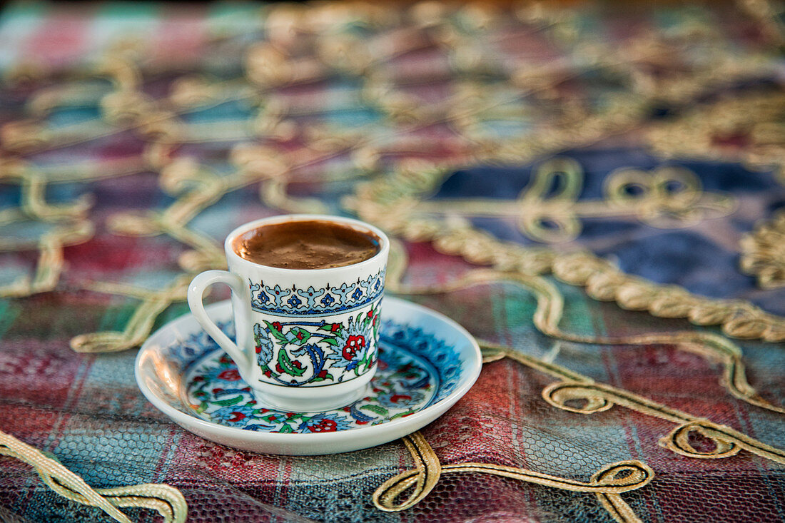 Close up of cup of Turkish coffee
