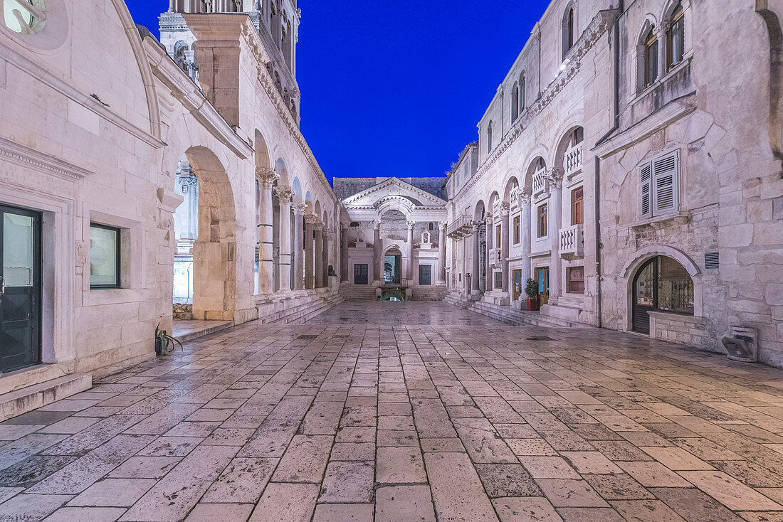 Peoples Square between Diocletian Palace buildings, Split, Split, Croatia
