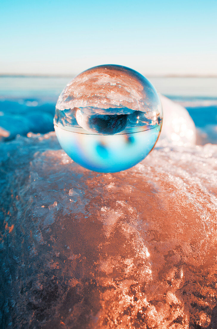 Crystal ball on glacier, Kingston, Ontario, Canada