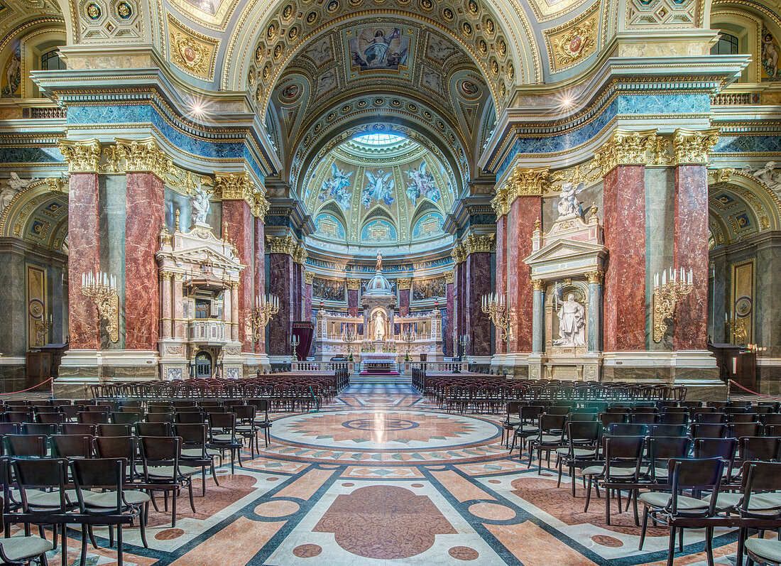 Interior of St. Stephen's Basilica, Budapest, Hungary