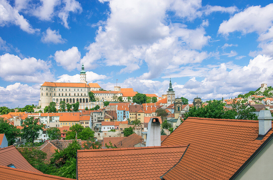 Rooftops and castle, Prague, Czech Republic