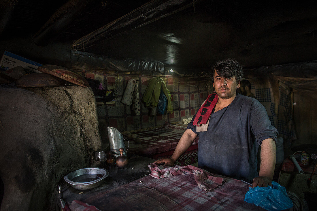 Baker in the bazaar in Ishkashim, Afghanistan, Asia