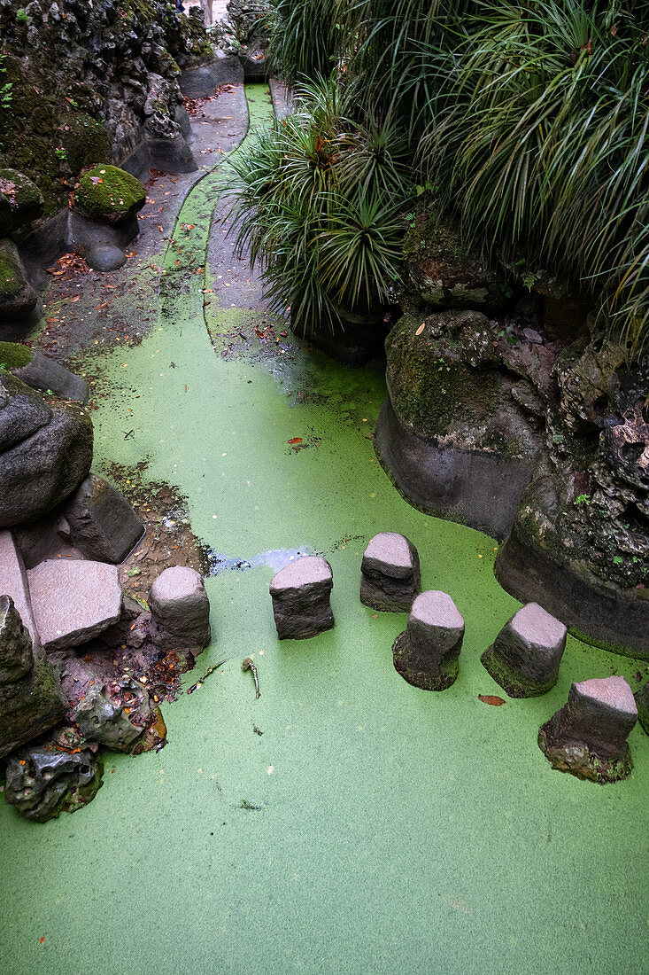 Small pond in the garden Quinta da Regaleira, Sintra, Portugal