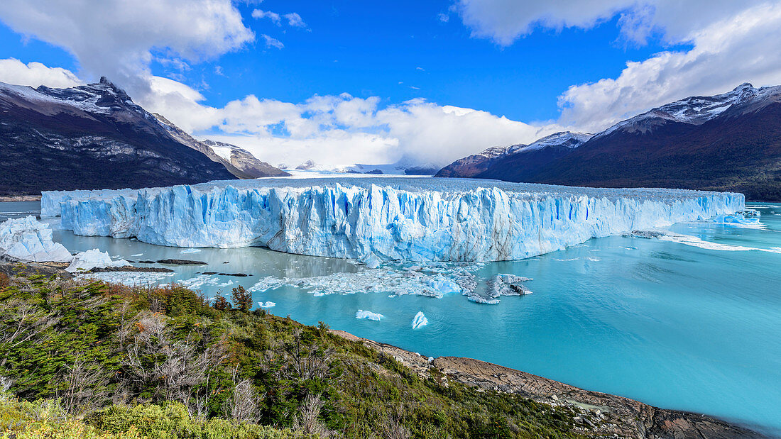 Endmoräne, Perito Moreno Gletscher, Los Glaciares Nationalpark, Patagonien, Argentinien